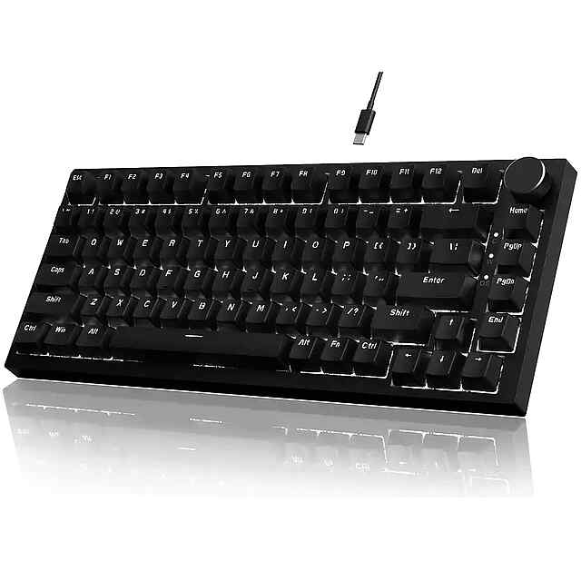 Ajazz AK820: Mech Keyboard with RGB Backlit  PBT Keycaps - White Color