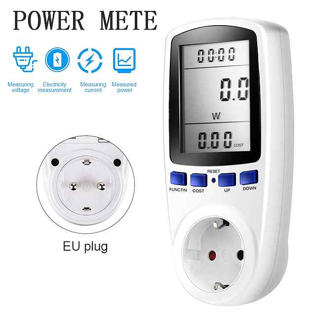 Енергомоніторингова розетка, лічильник електроенергії з дисплеєм, 230В 13А EU Plug