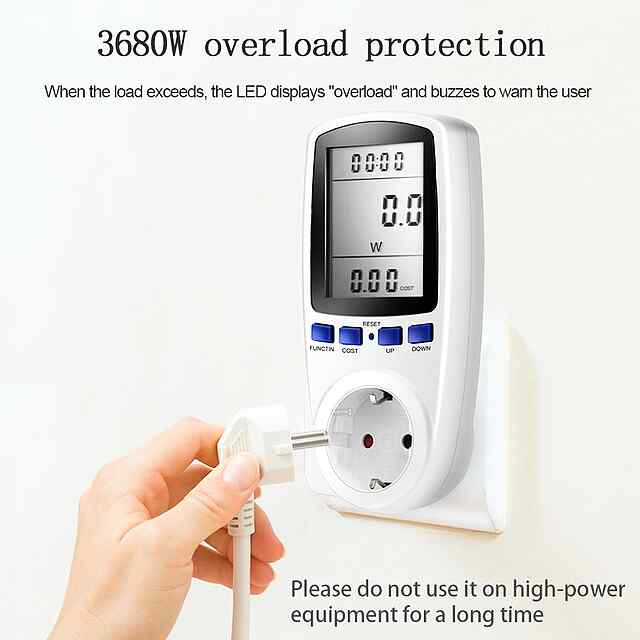 Енергомоніторингова розетка, лічильник електроенергії з дисплеєм, 230В 13А EU Plug - 3 фото товару