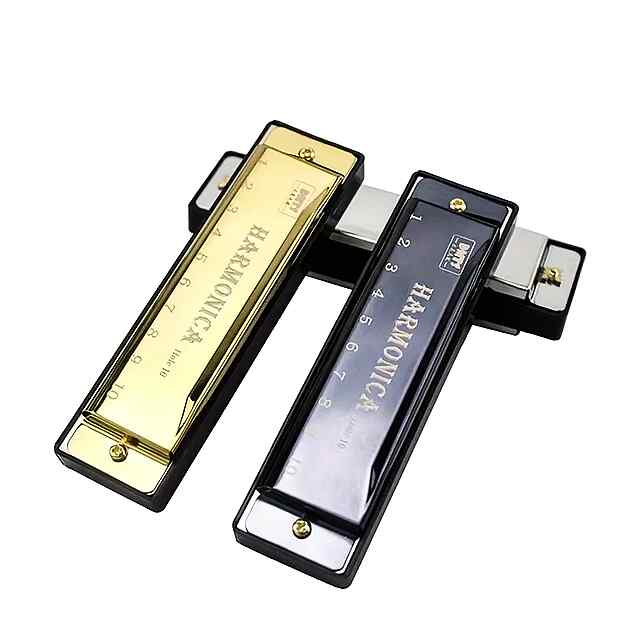 Губна гармошка 10 отворів C тональность, чорний колір, для початківців. - 3 фото товару