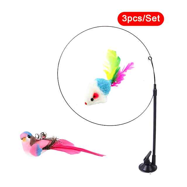 Іграшка для котів Мисливець на жердині з пір'ям та присоскою - 0 фото товару