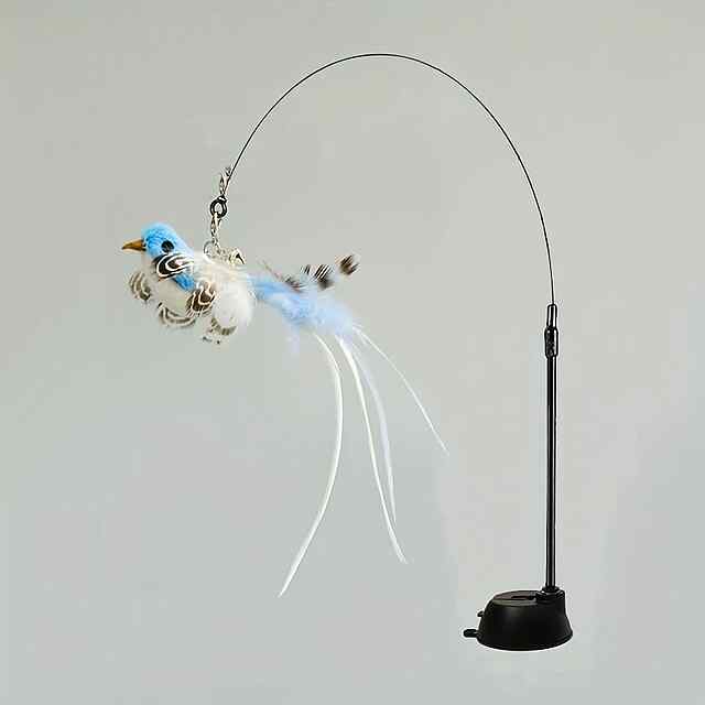 Іграшка для котів Мисливець з пір'я та металевими фурнітурами. Всмоктується на присосці. Безпечна!