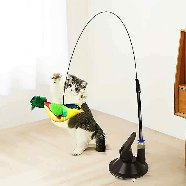Іграшка для котів на паличці зі сталевим дротом та присоскою, безпечна та міцна, розкрій інстинкти