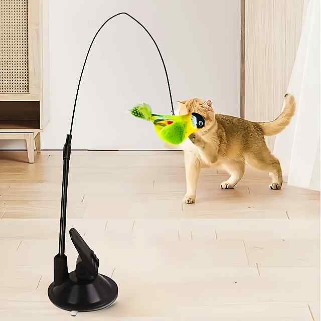 Іграшка для котів на паличці зі сталевим дротом та присоскою, безпечна та міцна, розкрій інстинкти - 1 фото товару