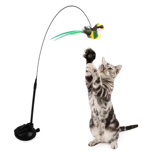 Іграшка для котів Пір'яний полювальник із сталевим дротом та присоскою. Зміцнений дизайн. Безпечний, розвиває інстинкти. Україна. - 3 фото товару