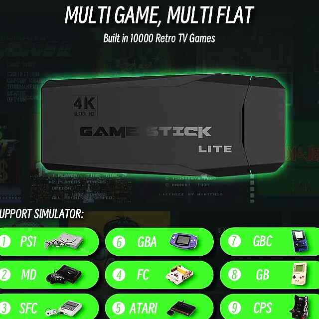 Ігрова приставка Stick M8: 20000 ретроігор Dendy, Sega, PS1 та інші. HDMI 4K. Бездротові джойстики. - 1 фото товару