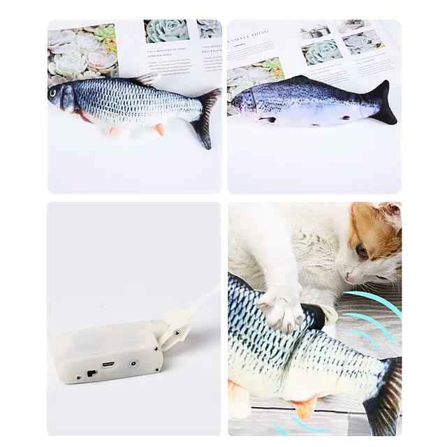 Інтерактивна рибка-іграшка для котів та собак з USB зарядкою, датчиком руху, 28x13см. - 2 фото товару