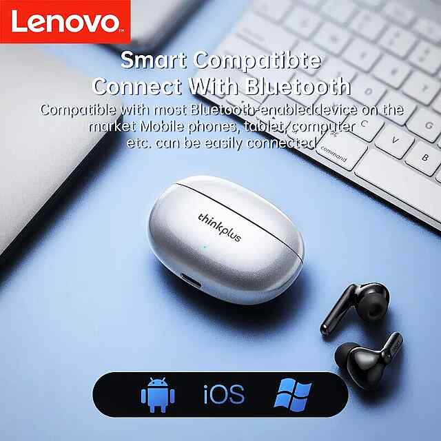 Lenovo XT88 Bluetooth навушники з кейсом Type-C, білі, шумозаглушення 35мАг - 1 фото товару