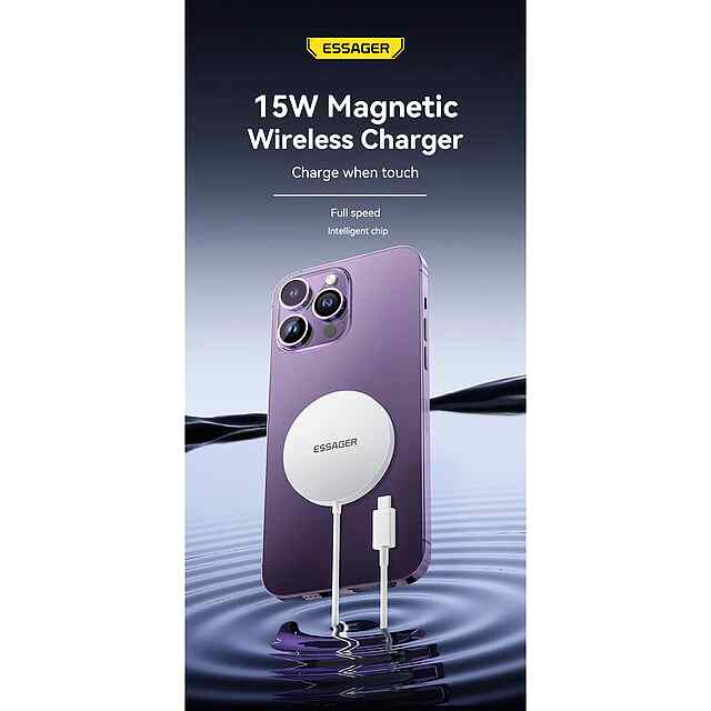 Магнітна безпровідна ЗП 15Вт для iPhone 12/13/14/15 серій - Швидка зарядка - 2 фото товару