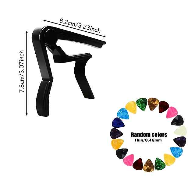 Набір аксесуарів для гітариста-початківця з каподастром та медіаторами - 2 фото товару