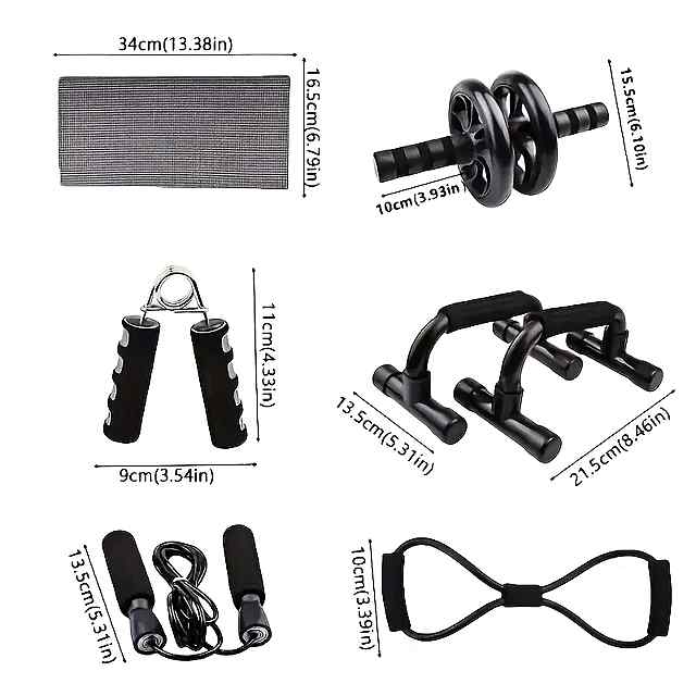 Набір для тренування преса: віджимання, колесо, еспандери, скакалка, килимок, стійка - 2 фото товару