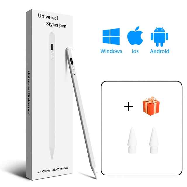 Стілус універсальний, Android IOS Windows - білий + 1 запасний наконечник. - 0 фото товару