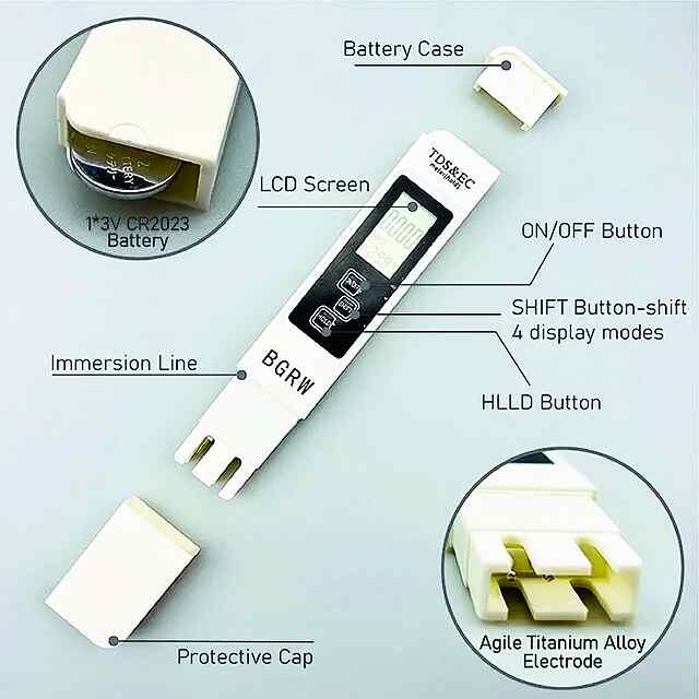 Тестер води 3в1 TDS EC Температура LCD дисплей Україна - 2 фото товару