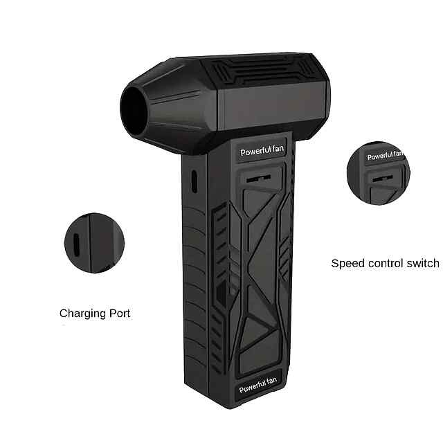 Турбовентилятор портативний, 130000 об/хв, акум. 4000 мАг, регул. швидкості, для прибирання та охолодження - 1 фото товару