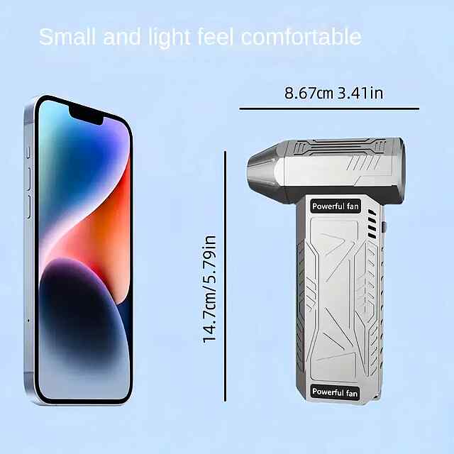 Турбовентилятор портативний, 130000 об/хв, акум. 4000 мАг, регул. швидкості, для прибирання та охолодження - 3 фото товару