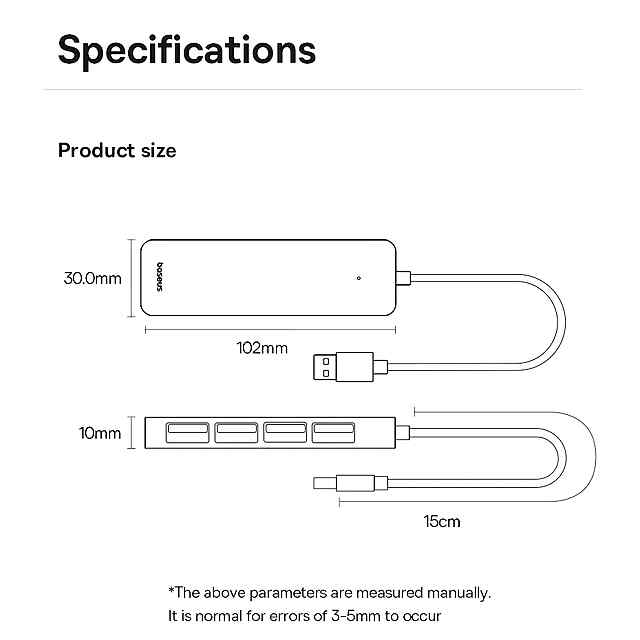 USB Hub Baseus 3.0 4 порти, 15 см, сірий BS-OHO80, серт FCC - 3 фото товару