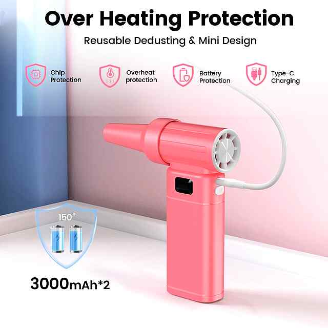 Вентилятор ручний 130000 об/хв з АКБ 3000mAh | Багатофункціональний охолодження - 2 фото товару